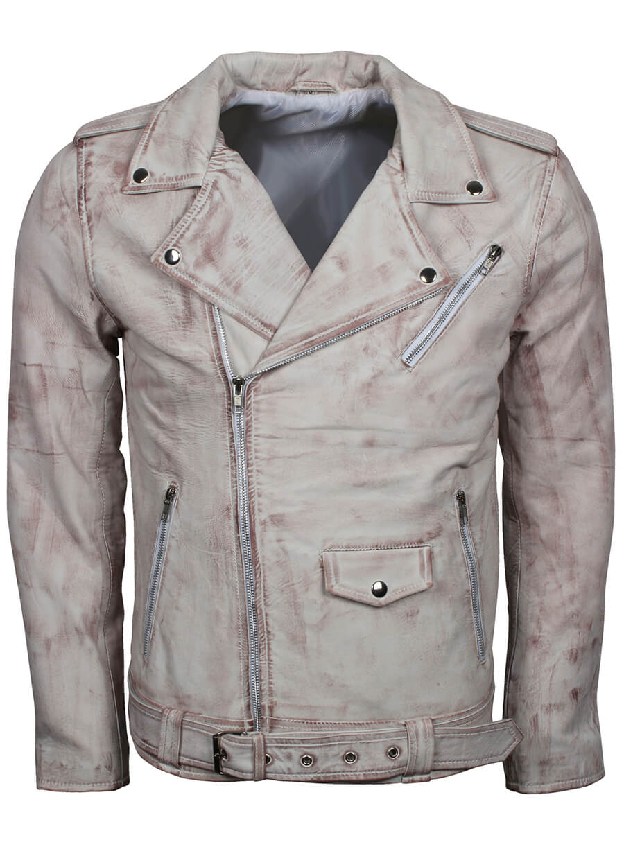 White Waxed Brando Leather Jacket