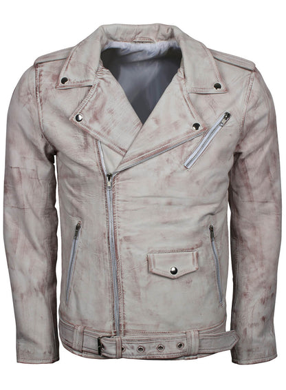White Waxed Brando Leather Jacket
