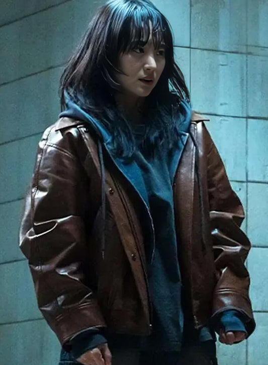 Won Jin-ah The Defects S01 Brown Leather Jacket