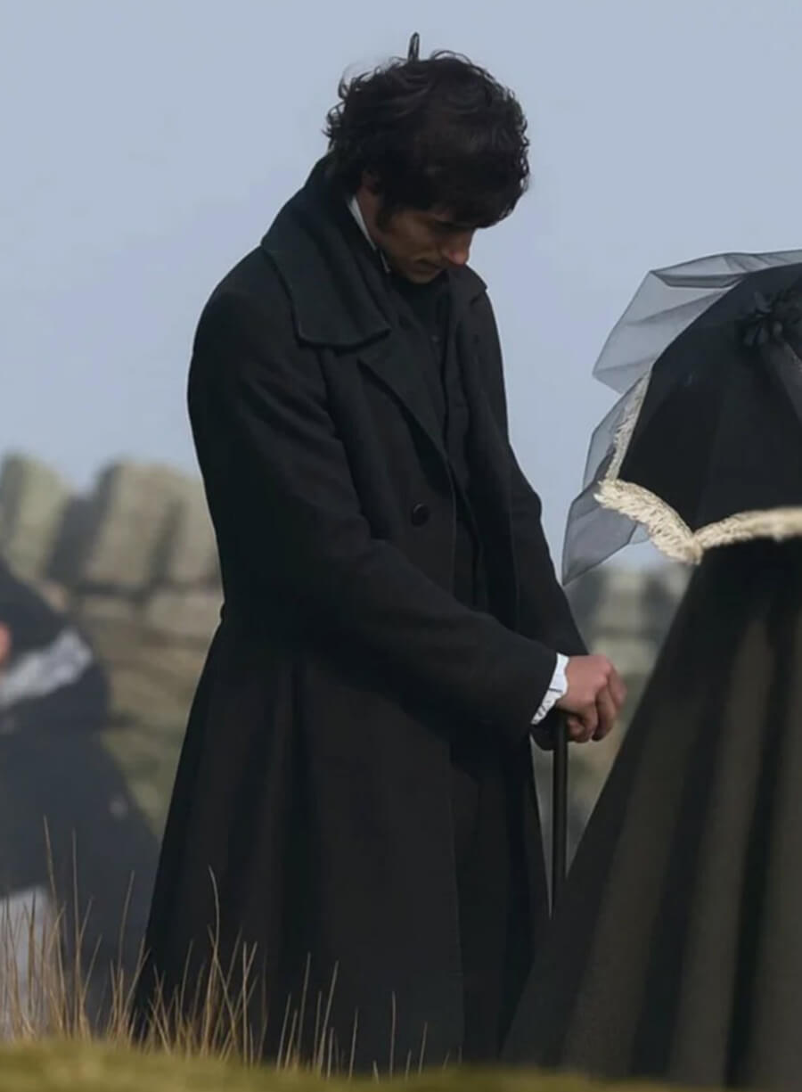 Wuthering Heights 2026 Jacob Elordi Black Wool Coat