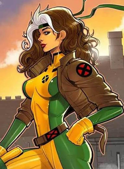 X-Men Rogue Brown Cropped Leather Jacket