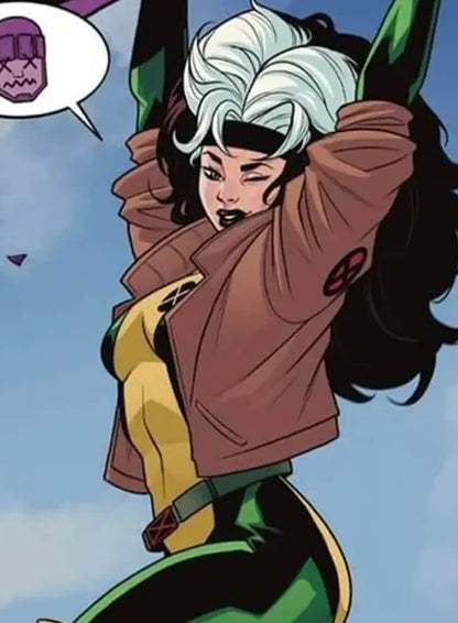 X-Men Rogue Brown Cropped Leather Jacket