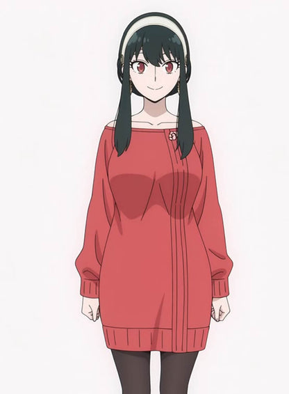 Yor Forger Spy x Family Red knit oversized Coat