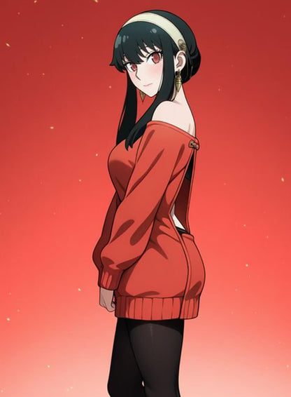Yor Forger Spy x Family Red knit oversized Coat