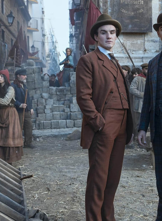 Young Sherlock Hero Fiennes Tiffin Brown Suit