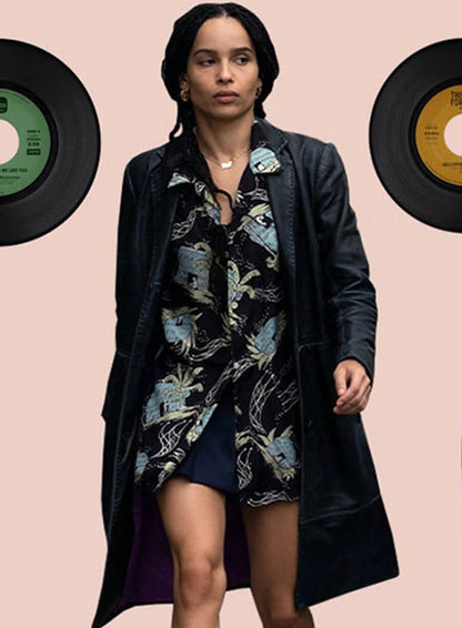 Zoe Kravitz Leather Long Coat