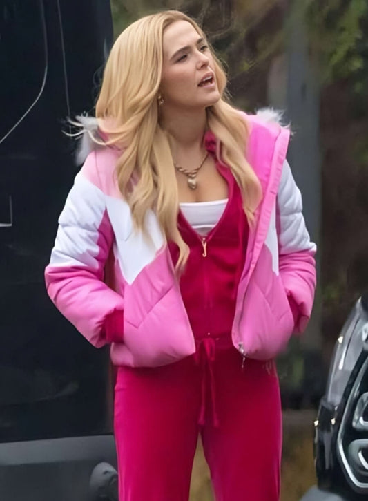 Zoey Deutch Zombieland 2 Pink Hooded Jacket